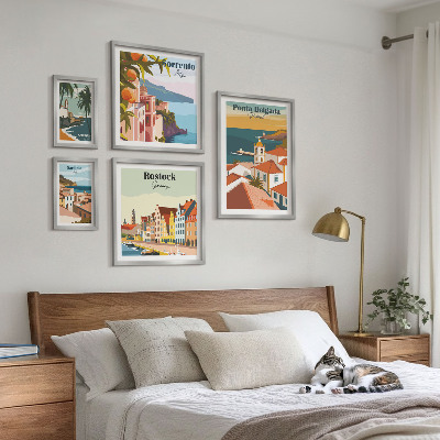 Lot de tableaux encadrés Paysages urbains européens