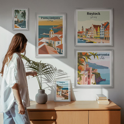 Lot de tableaux encadrés Paysages urbains européens