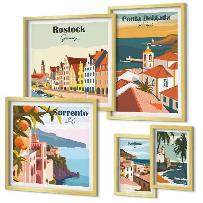 Lot de tableaux encadrés Paysages urbains européens