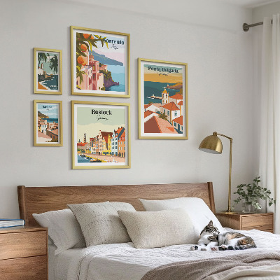 Lot de tableaux encadrés Paysages urbains européens
