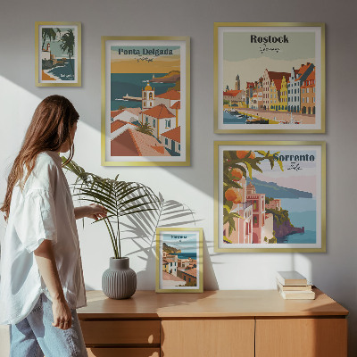 Lot de tableaux encadrés Paysages urbains européens