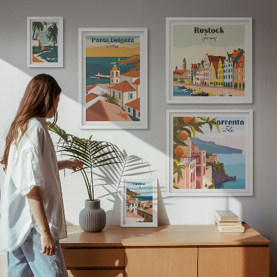 Lot de tableaux encadrés Paysages urbains européens