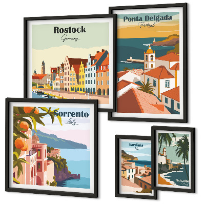 Lot de tableaux encadrés Paysages urbains européens