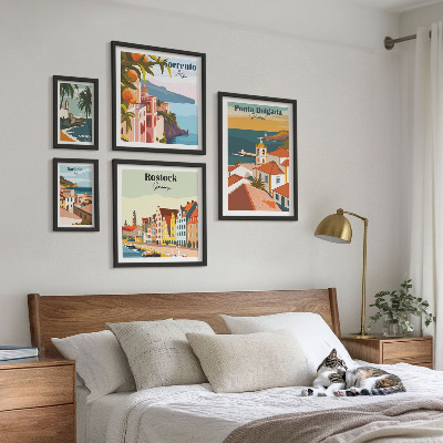Lot de tableaux encadrés Paysages urbains européens