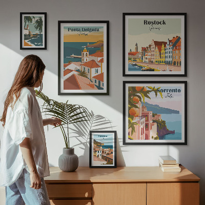 Lot de tableaux encadrés Paysages urbains européens