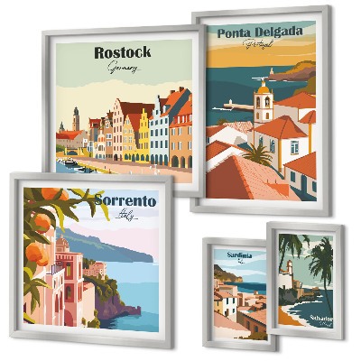 Lot de tableaux encadrés Paysages urbains européens