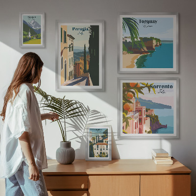 Ensemble de 5 tableaux Villes italiennes pittoresques