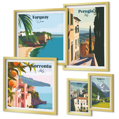Ensemble de 5 tableaux Villes italiennes pittoresques