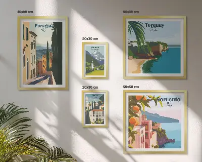 Villes italiennes pittoresques ensemble de 5 tableaux