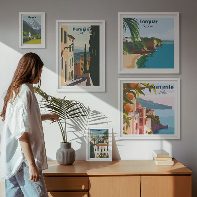 Ensemble de 5 tableaux Villes italiennes pittoresques