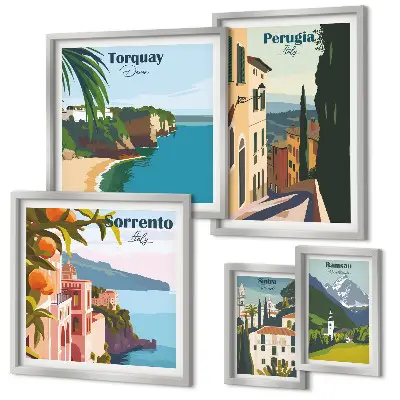 Villes italiennes pittoresques ensemble de 5 tableaux