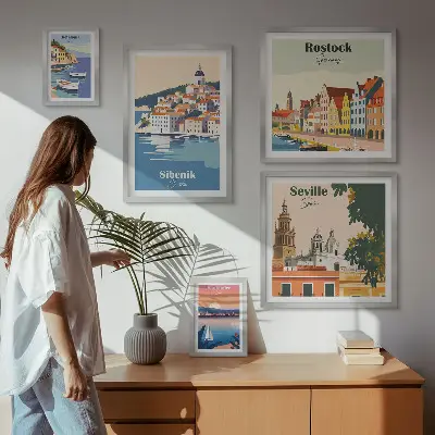 Tableau décoratif mural paysages de villes côtières