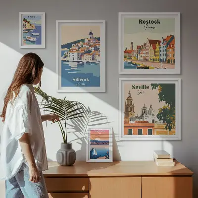 Tableau décoratif mural paysages de villes côtières