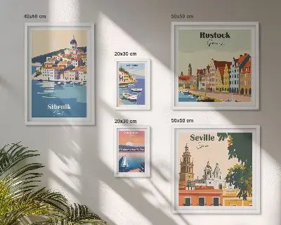 Tableau décoratif mural paysages de villes côtières