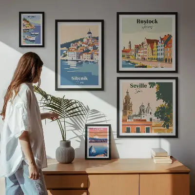 Tableau décoratif mural paysages de villes côtières