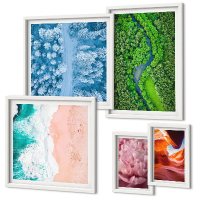 Ensemble de 5 tableaux Paysages verdoyants naturels