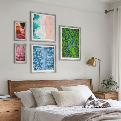 Ensemble de 5 tableaux Paysages verdoyants naturels