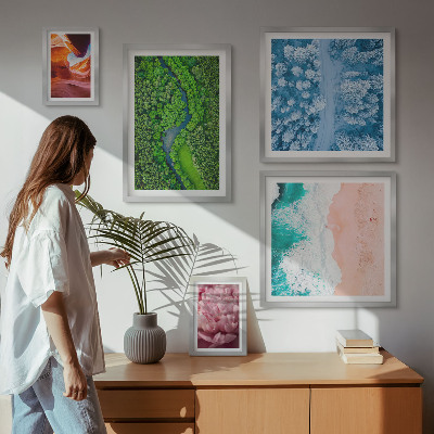 Ensemble de 5 tableaux Paysages verdoyants naturels