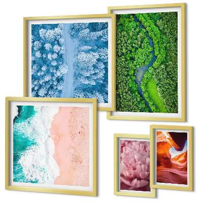 Ensemble de 5 tableaux Paysages verdoyants naturels