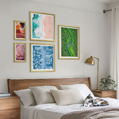 Ensemble de 5 tableaux Paysages verdoyants naturels