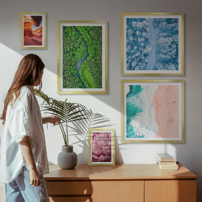 Ensemble de 5 tableaux Paysages verdoyants naturels