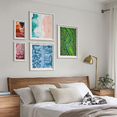 Ensemble de 5 tableaux Paysages verdoyants naturels