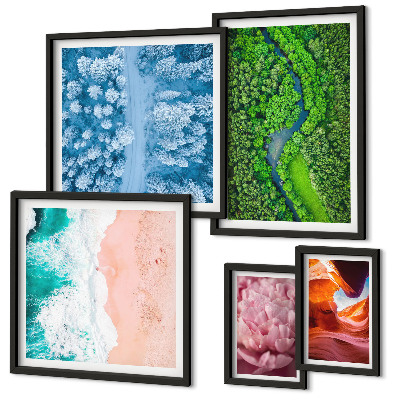 Ensemble de 5 tableaux Paysages verdoyants naturels