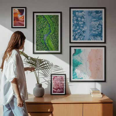 Ensemble de 5 tableaux Paysages verdoyants naturels