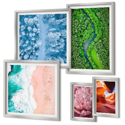 Ensemble de 5 tableaux Paysages verdoyants naturels