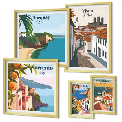Tableau de décoration murale représentant des villes pittoresques d'Europe