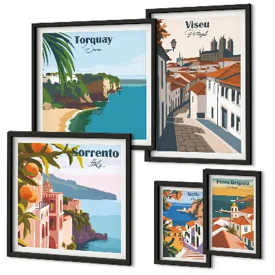 Tableau de décoration murale représentant des villes pittoresques d'Europe