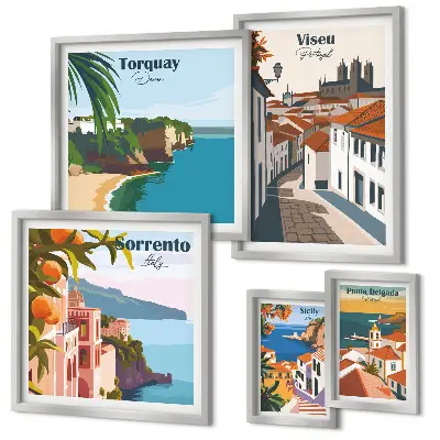 Tableau de décoration murale représentant des villes pittoresques d'Europe