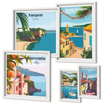 Lot de tableaux encadrés Paysages de villes européennes
