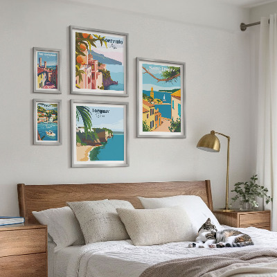 Lot de tableaux encadrés Paysages de villes européennes