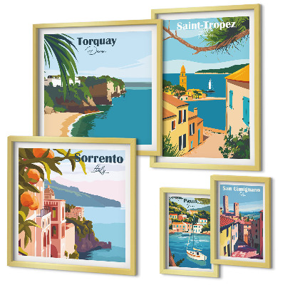 Lot de tableaux encadrés Paysages de villes européennes