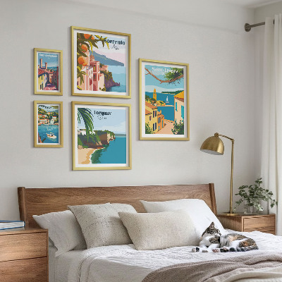 Lot de tableaux encadrés Paysages de villes européennes