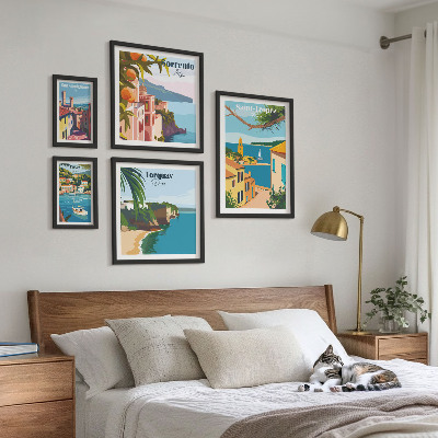 Lot de tableaux encadrés Paysages de villes européennes