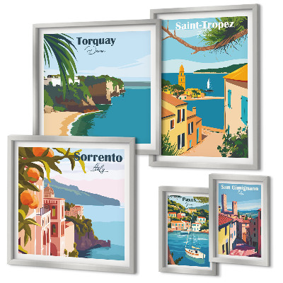 Lot de tableaux encadrés Paysages de villes européennes