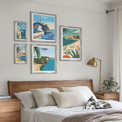 Ensemble de 5 tableaux Paysages côtiers d'Europe