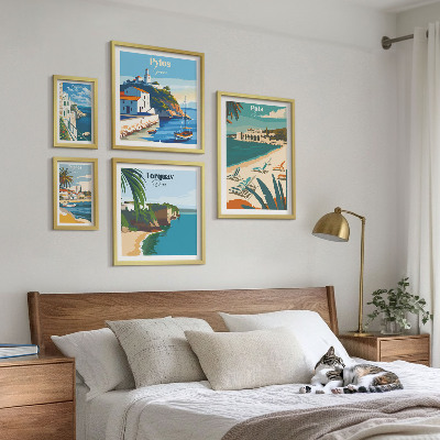 Ensemble de 5 tableaux Paysages côtiers d'Europe