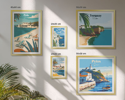 Ensemble de 5 tableaux Paysages côtiers d'Europe