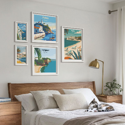 Ensemble de 5 tableaux Paysages côtiers d'Europe