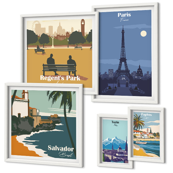 Tableau de décoration murale Villes emblématiques rétro européennes