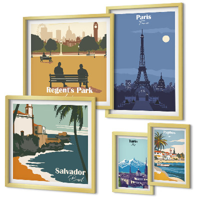 Tableau de décoration murale Villes emblématiques rétro européennes