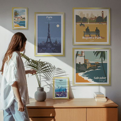 Tableau de décoration murale Villes emblématiques rétro européennes
