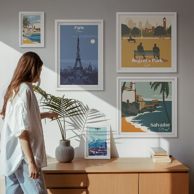Tableau de décoration murale Villes emblématiques rétro européennes