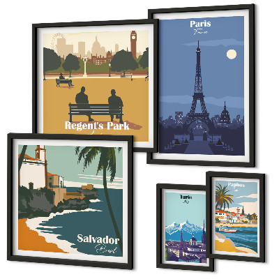 Tableau de décoration murale Villes emblématiques rétro européennes