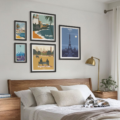 Tableau de décoration murale Villes emblématiques rétro européennes