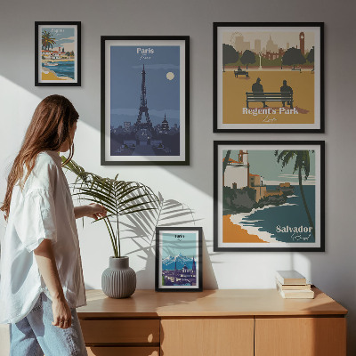 Tableau de décoration murale Villes emblématiques rétro européennes