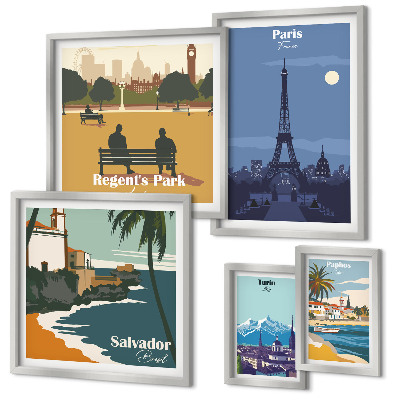 Tableau de décoration murale Villes emblématiques rétro européennes